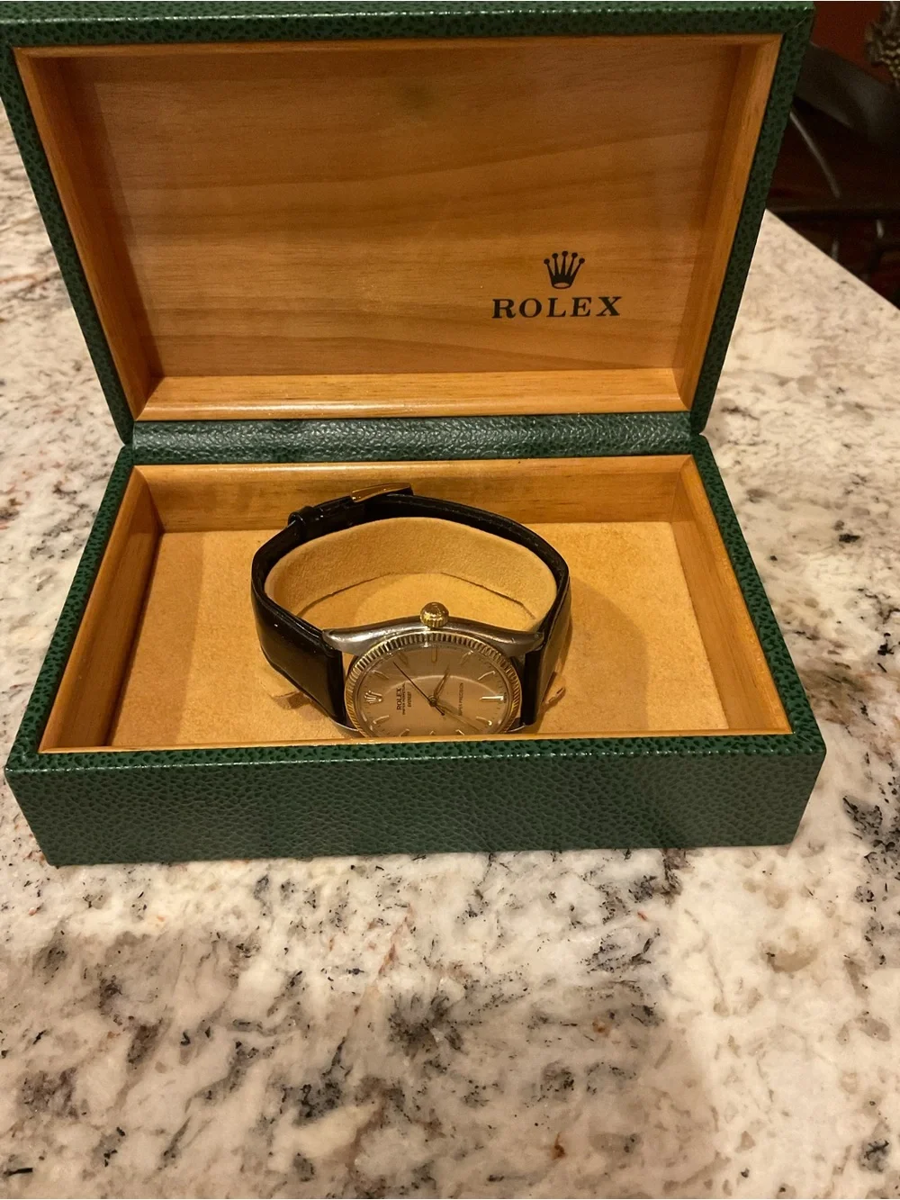 Rolex 1950’s Everest Edition, Two-Tone, Silver Dial, Watch with Black Strap